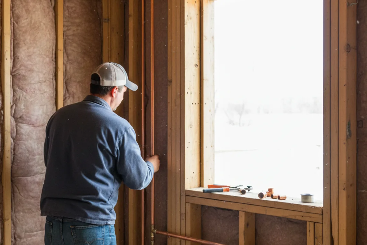 Licensed plumber running new copper supply lines in a Loveland home